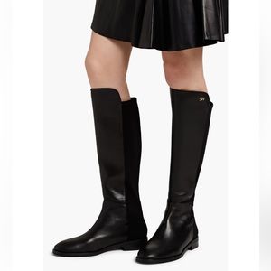 STUART WEITZMAN Knee High BLACK LEATHER and Neoprene Weatherproof 7.5